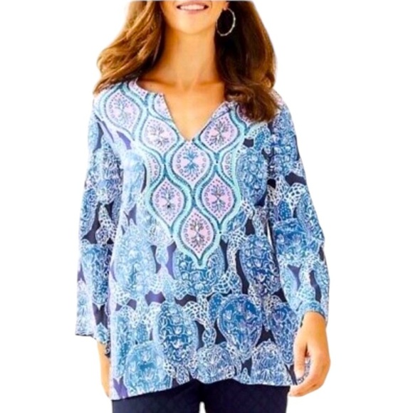 Lilly Pulitzer Tops - NWT’S Lilly Pulitzer Renato Paisley Silk Tunic Blouse SZ XS